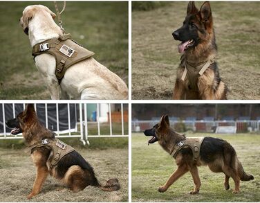 Тактична шлея для собак VIVOI K9, регульована, з гумовим покриттям, ручкою, світло-коричнева, розмір M