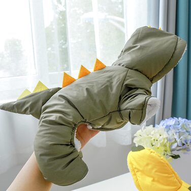 Костюм для собак Динозавр: теплий комбінезон-худі з капюшоном, жовтий, XS