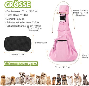 Транспортувальна сумка для собак та котів ALLSOPETS, дихаюча, з безпечною повідком, для подорожей та до ветеринара (Оливковий, Блідо-рожевий)