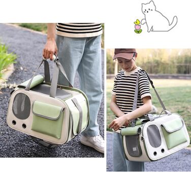 Зручна переноска для тварин: переноска для кота/собаки, складана, зелена