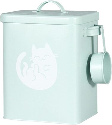 Металевий контейнер для корму для собак та котів з мірним стаканчиком, ложкою та іграшкою мишка, милий контейнер для зберігання корму (#3)