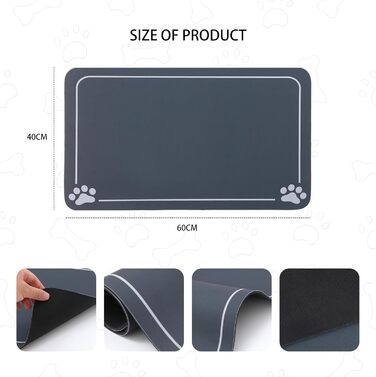 Килимок під годівницю для собак та котів, неслизький, швидковисихаючий, легко миється (зелений, 40x60 см)