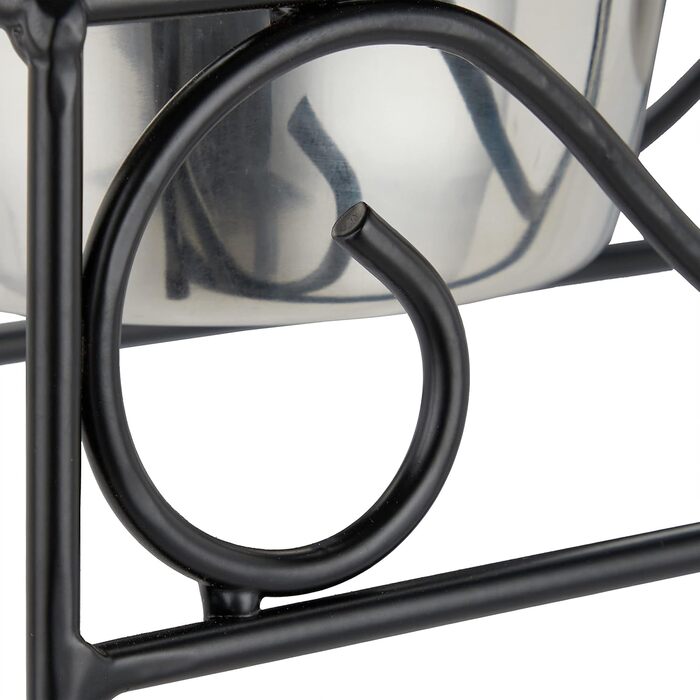 Набір мисок для собак Relaxdays з підставкою, 2 миски з нержавіючої сталі по 300 мл, чорний/сріблястий, для корму та води