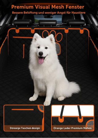 Захист для автосидіння для собак GlobalTrend – водовідштовхувальний, нековзний, 4-в-1 з боковими захистами, захистом від подряпин та кишенями – для собак будь-якого розміру