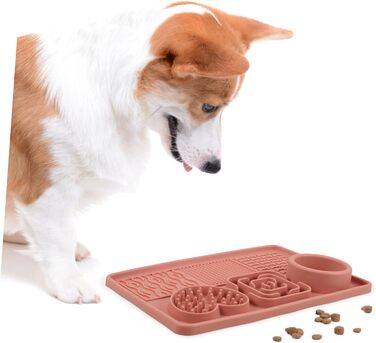 Килимок для собак та котів Silikon Slow Feeder з присоскою, рожевий, великий. Килимок для сповільнення годування та покращення травлення для домашніх тварин