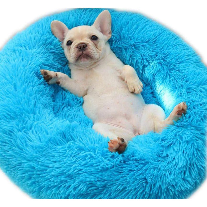 Кімната-будиночок для тварин у формі пончика, софа для собак і котів, гніздо для домашніх тварин, ліжко для собак, м'яке ліжко для котів і маленьких собак, спальний мішок для тварин (40 см, блакитний)