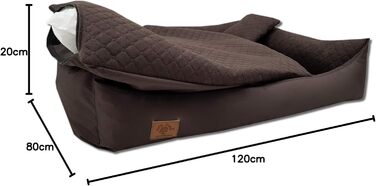 Ліжко для собак Одолплюс XXL - велике собаче ліжко, подушка для собак, собаче диванче з двостороннім матрацом | Знімний та пральний чохол (Коричневий)