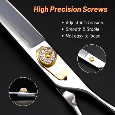 Професійний набір ножиць для грумінгу домашніх тварин 7 дюймів: прямі та зігнуті ножиці, 30° нахил