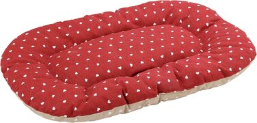 Лежанка для собак та котів Baroni Home - XL, 62x100x9 см, двостороння, серця, сірий та бордовий кольори