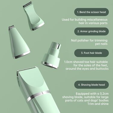 Набір для догляду за шерстю Petstyle Pro: 4 насадки, тиха машинка для собак, грумінг