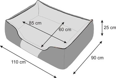 Килимок для собак XXL 110x90 см, сірий з лапами - м'який лежак для тварин