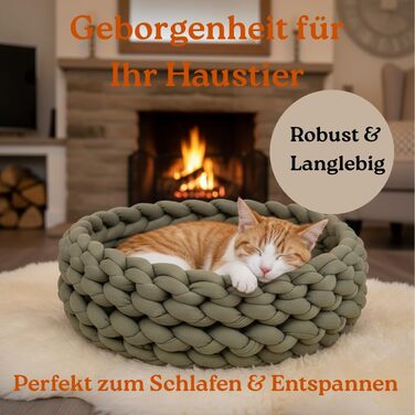 Клітка-гніздишко для котів, 40 см, зелена | Зручне ліжко-кошик для котів з бавовни, для маленьких та середніх котів | Легке, м'яке, миється