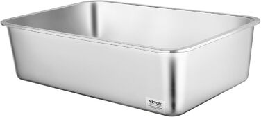 VEVOR XL котячий туалет з нержавіючої сталі, 2 шт, 60×40×15 см, з совком, широким фільтром і високим бортом, без запаху, для великих котів