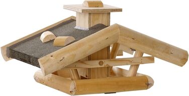 Годівниця для диких птахів Dehner Natura Premium Watzmann, стійка, дерев'яна, з вологостійким дахом, 54x38x30 см, натуральна ялина