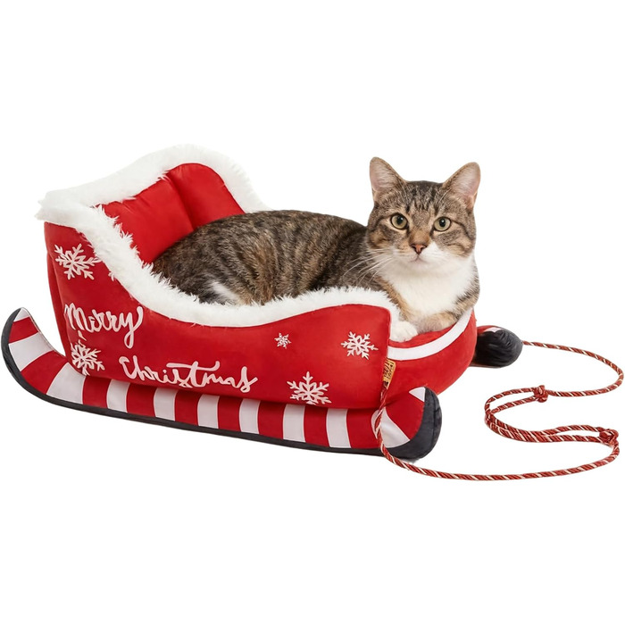 Крісло-ліжко для собак та котів у вигляді санної, плюшеве, з неслизьким килимком, тепле та затишне, для дому (L)