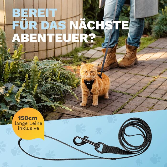Шлея для котів Pets Perfect XS, посилена, з повідцем – безпечна прогулянкова амуніція для котів, анти-втеча