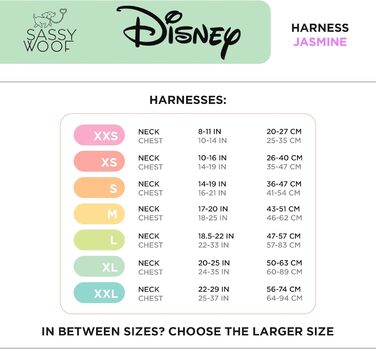 Регульована шлейка для собак Sassy Woof Disney Принцеса Жасмін, L, дихаюча сітка, не тягне, 2 D-кільця, для великих собак, офіційна ліцензія