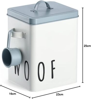Миска для корму тварин Zeller 'Woof', метал, білий/блакитний, 23.4 x 16.2 x 23.2/25.8 см
