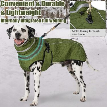 Водонепроникна куртка для собак на зиму: тепла, з підкладкою з флісу, з отвором для повідка, для малих, середніх та великих собак (XL, зелена)