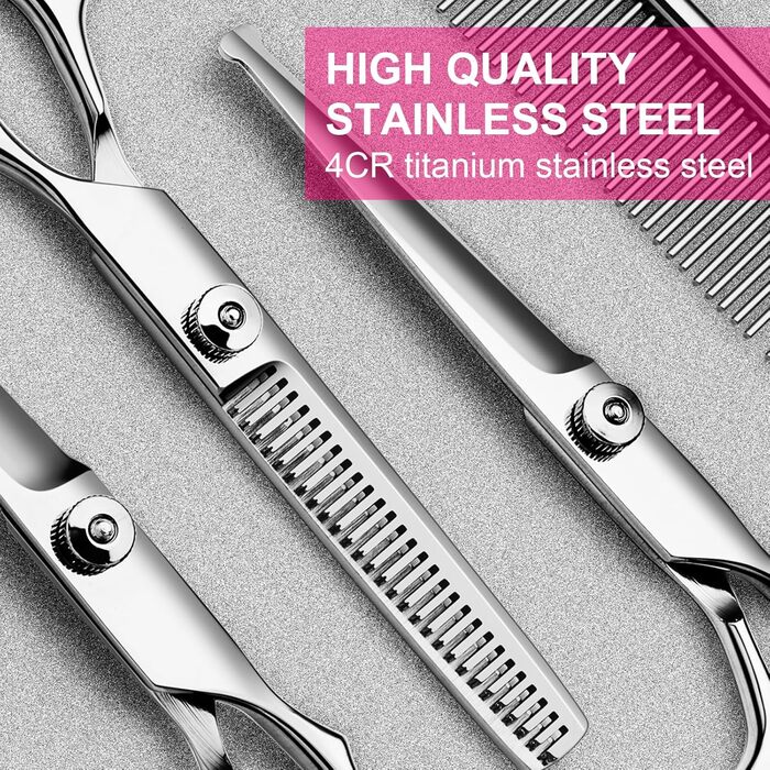 Професійний набір для грумінгу собак 6-в-1: ножиці з безпечними закругленими кінцями, титанове покриття