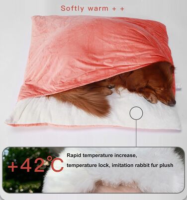 Спальник для собак з дахом, затишне ліжко-печера для собак, теплий зимовий плюшевий лежак з капюшоном, ліжко для котів зі знімним дахом, диванчик для собак маленьких та середніх порід (Бежевий, 60x50x23 см)