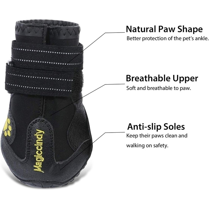 PETCUTE: Чорні захисні чоботи для собак, 4 шт. - дихаючі, водонепроникні, неслизькі. Підходять для малих, середніх та великих собак. Літні чоботи для собак, розмір 7.0*8.0 см