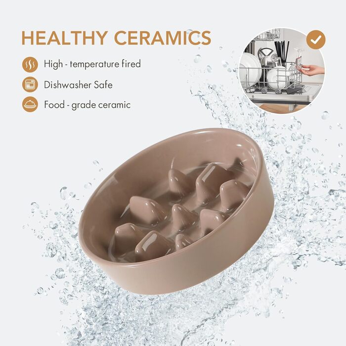 Підвищений годівниця для собак та котів Havniva з кераміки, для повільного годування, 13 см та 15,5 см миски, дерев'яний підставник, 2 шт. світло-зелений + підставка