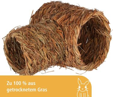 Тунель для гризунів Kerbl Pet, 2-шт., натуральна трава, Ø18x24см + Ø24x30см