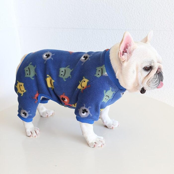 Теплий піжамний костюм для собак на осінь та зиму, темно-синій, розмір M (спинка 31-34 см)