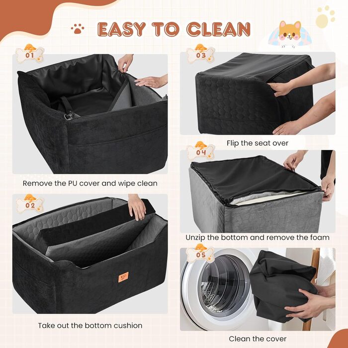 Автомобільний лежак для собак середніх та великих порід 78x55x53 см, знімний, миючий, з поводом, водонепроникний чохол, для великих собак