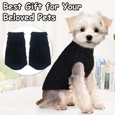 Пуловери для маленьких собак: Чихуахуа, Йоркширський тер'єр, такса. Теплі пуловери для цуценят, дівчаток та хлопців. 2 шт. (чорний/білий), розмір S, M