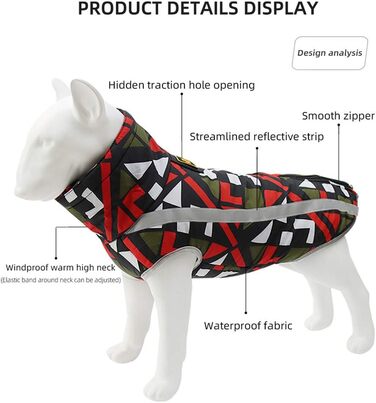 Теплий дощовик для собак, дощовик з отвором для шлейки, спортивний, для активного відпочинку, одяг для собак, комбінезон, жилет для маленьких, середніх та великих собак (5XL, червоний в клітинку)