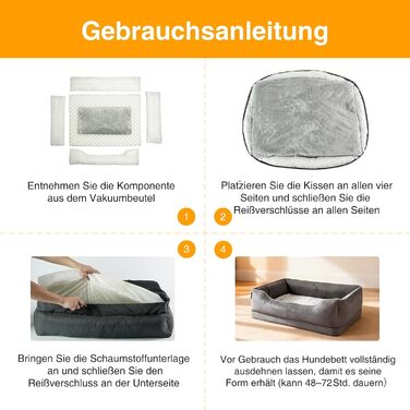 Ортопедичне собаче ліжко Zedelmaier для середніх та великих собак, 90x68x25 см, стійке до подряпин, з товстим матрацом, зручне, знімний чохол, темно-сірий колір