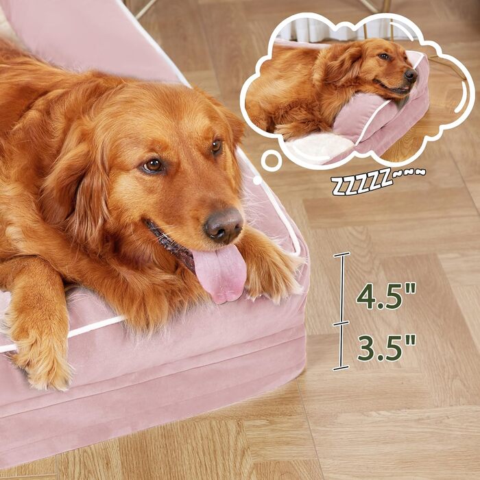 Ортопедичне ліжко для собак великих порід, XL, водовідштовхувальне, з Memory Foam, зручна подушка для шиї, знімний, пральний чохол, антиковзаюча підкладка
