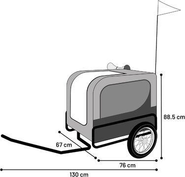 Причіп для велосипеда Flamingo Tybalt, зелений – 76 x 57 x 65,5 см, підходить для електровелосипедів, з відбивачами, практичний, довговічний та стильний