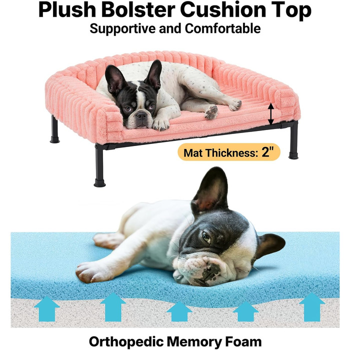 Ліжко для собак Veehoo, софа для маленьких собак, м'яка, з ортопедичним матрацом, 60x45x10 см, слонова кістка