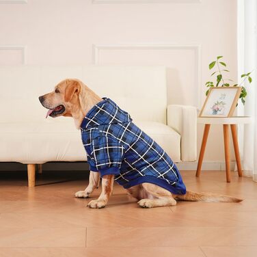 Пуловер з капюшоном для собак ExPawlorer в клітинку, британський стиль, теплий, з отвором для повідка, для всіх порід, цуценят, дівчаток та хлопчиків, рожевий (XX-Large, темно-синій)