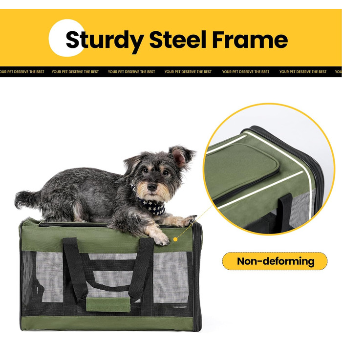 Транспортна переноска для котів та собак Conlun, зелена, L, розкладний дизайн