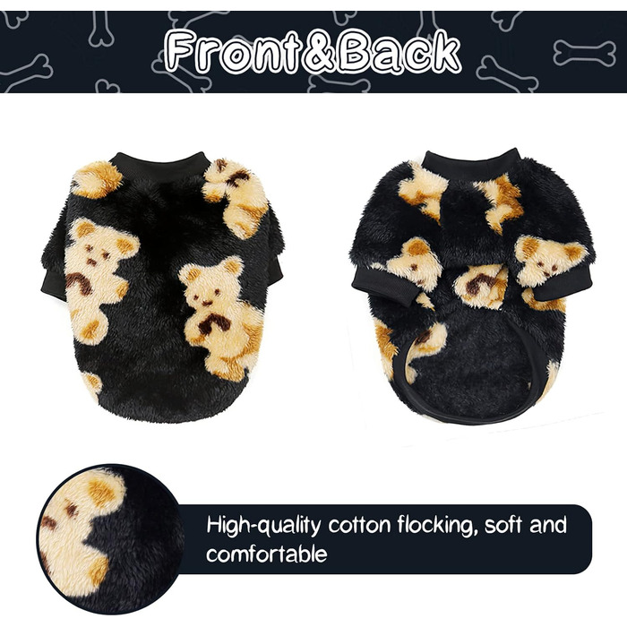 Теплий зимовий халат для собак Galatée, флісовий пуловер для маленьких та середніх собак (XL, чорний)