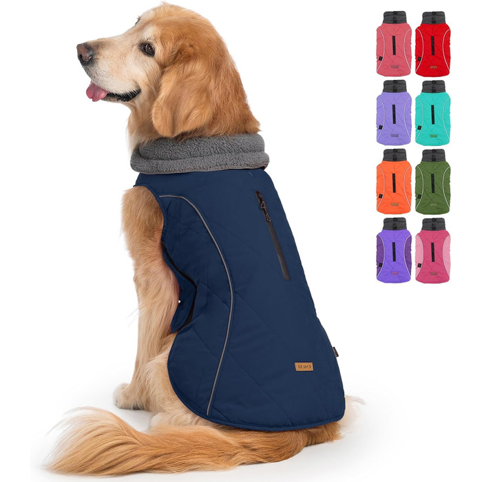 Зимовий теплий халат для собак EMUST, флісова підкладка, для холодної погоди, тепла куртка для собак, розмір XXXL, темно-синій
