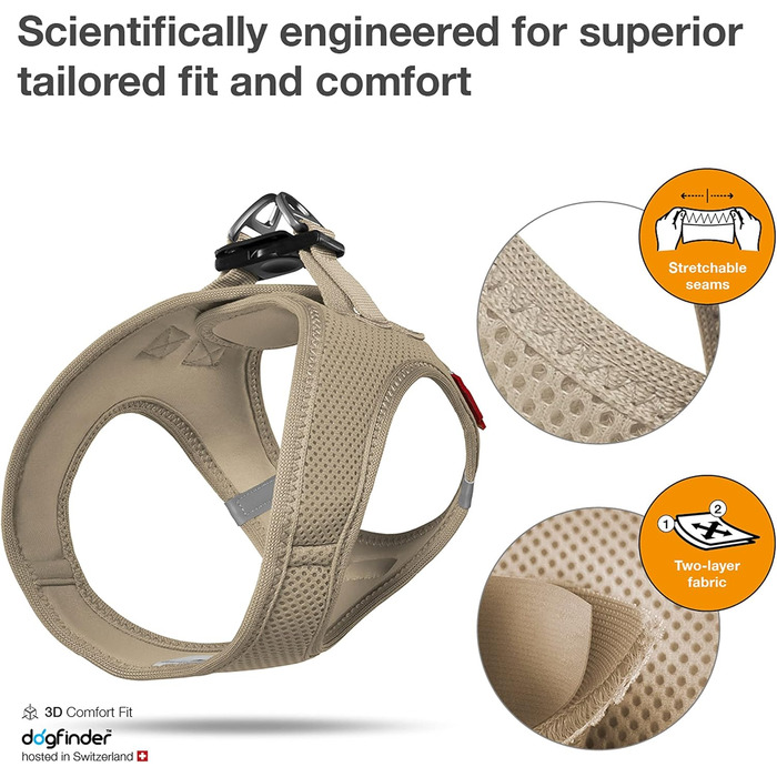 Шлея для собак Weste Harness Air-Mesh, сіточка, розмір M, бежевий