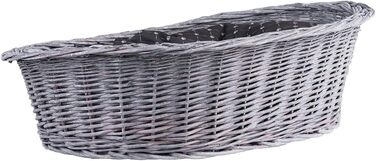 Корзина для собак та котів з плетеної лози, 80x60x26 см (Сірий/Чорний)