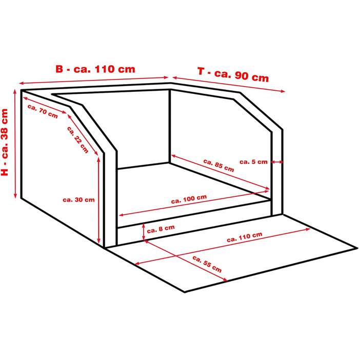 CopcoPet Автомобільне ліжко для собак у багажник, 100x70x38 см, штучна шкіра, захист багажника, водовідштовхувальне, стійке до подряпин, з захисним покривалом, антиковзаюче, міцне, для подорожей (Чорний, 110x90 см з системою ременів)