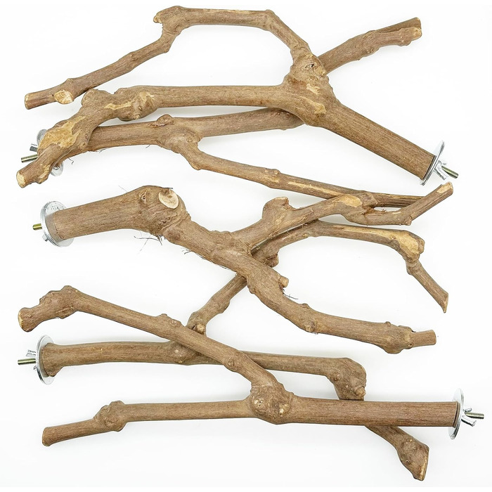 Натуральні гілки-стійки для птахів Allazone (5 шт.) - іграшки для папуг та інших птахів