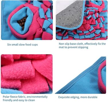 Килимок для собак Snuffle Matte, 42x42 см, рожевий. Тренування нюху, миття, складання. Безпечний, для ігор та годування