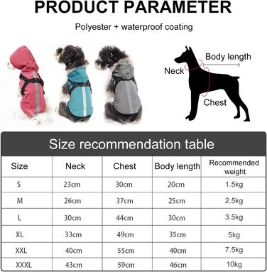 Дощовик для собак PETCUTE: водонепроникний дощовик-куртка з отвором для повідка, з відбиваючими смугами, для малих, середніх та великих собак (XL, сірий)