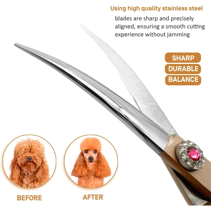 Криворізні ножиці для собак 7.0' - професійні ножиці для грумінгу з японської нержавіючої сталі. Ідеально підходять для собак та котів. Рожеве золото.