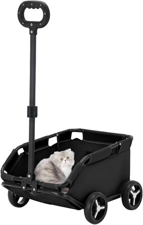 Транспортна клітка для собак та котів на колесах | Складана переносна клітка для собак та котів, чорна