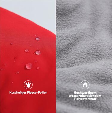 Водонепроникний зимовий одяг для собак великих порід, з кріпленням для повідка, флісова підкладка, світловідбиваючі елементи (XXL), червоний