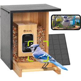 Розумний годівничка для птахів з камерою NETVUE Birdfy, Wi-Fi, сонячна батарея, бамбук, автоматична відеозйомка, розпізнавання птахів, сповіщення